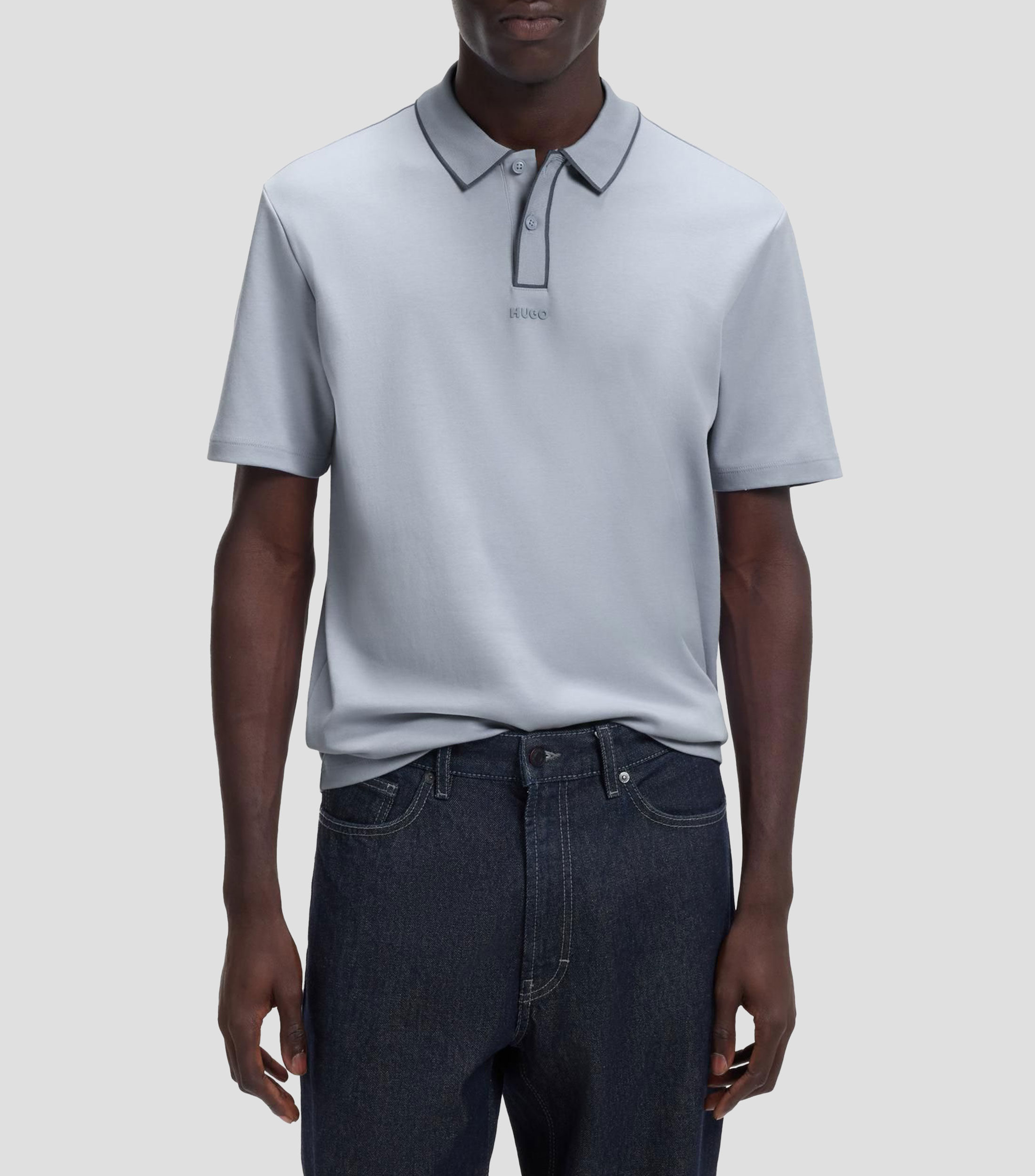 Polo de punto de algodón con ribete en contraste Hombre